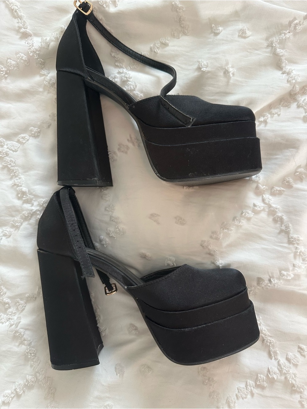 High Platform Block Heel Sandals - Black